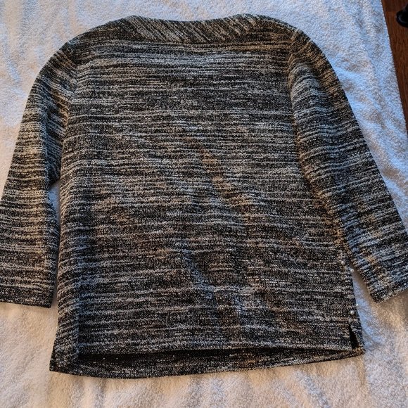 Karl Lagerfeld Marled 3/4 Sleeve Sweater W/Pearls - Picture 3 of 5